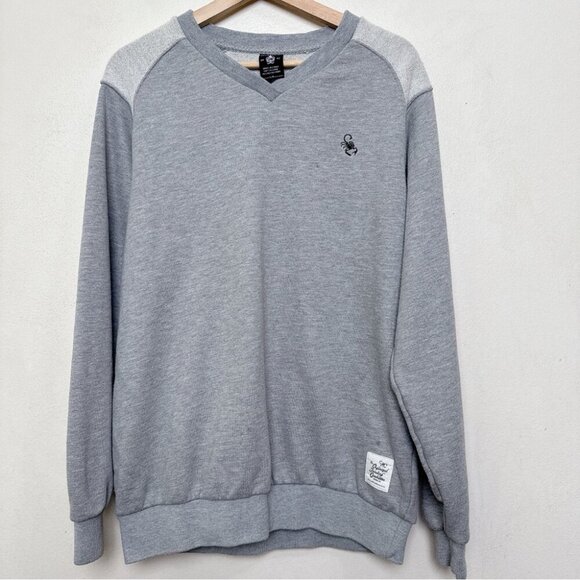 Crooks & Castles Mens Large Gray V-Neck Sweater Pullover - Picture 1 of 12